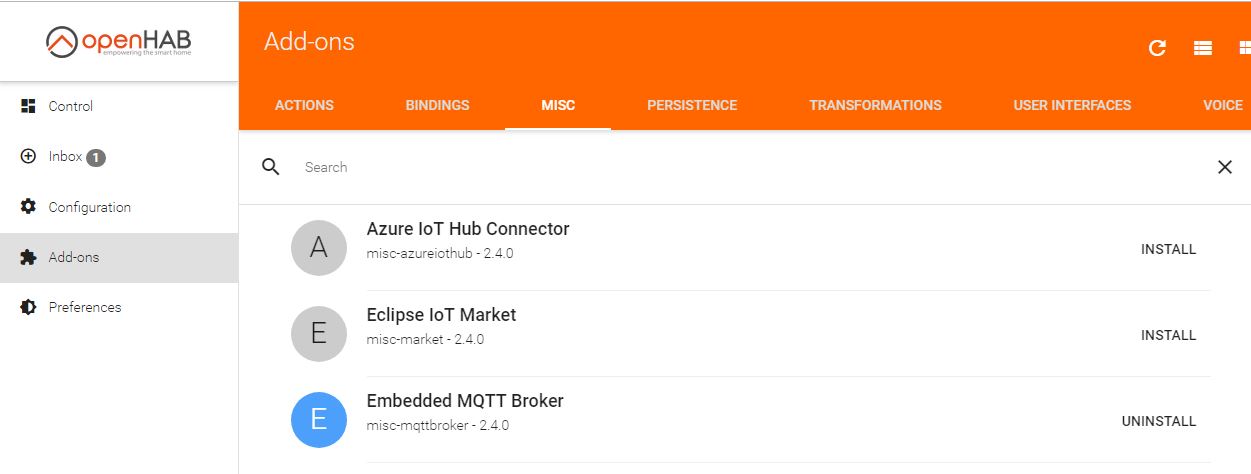 Установка Embedded MQTT Broker на openHab